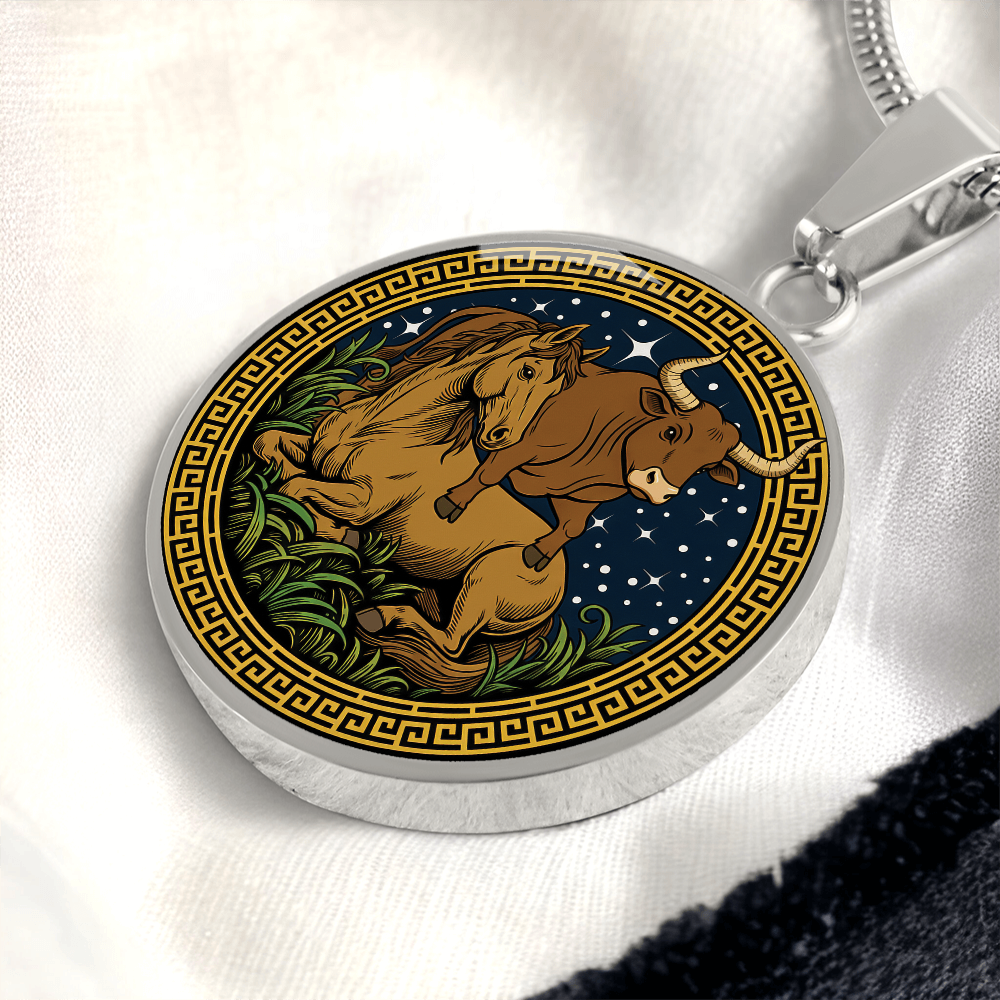 Ox and Horse Necklace - Couples Chinese Zodiac Animal Pendant Jewelry