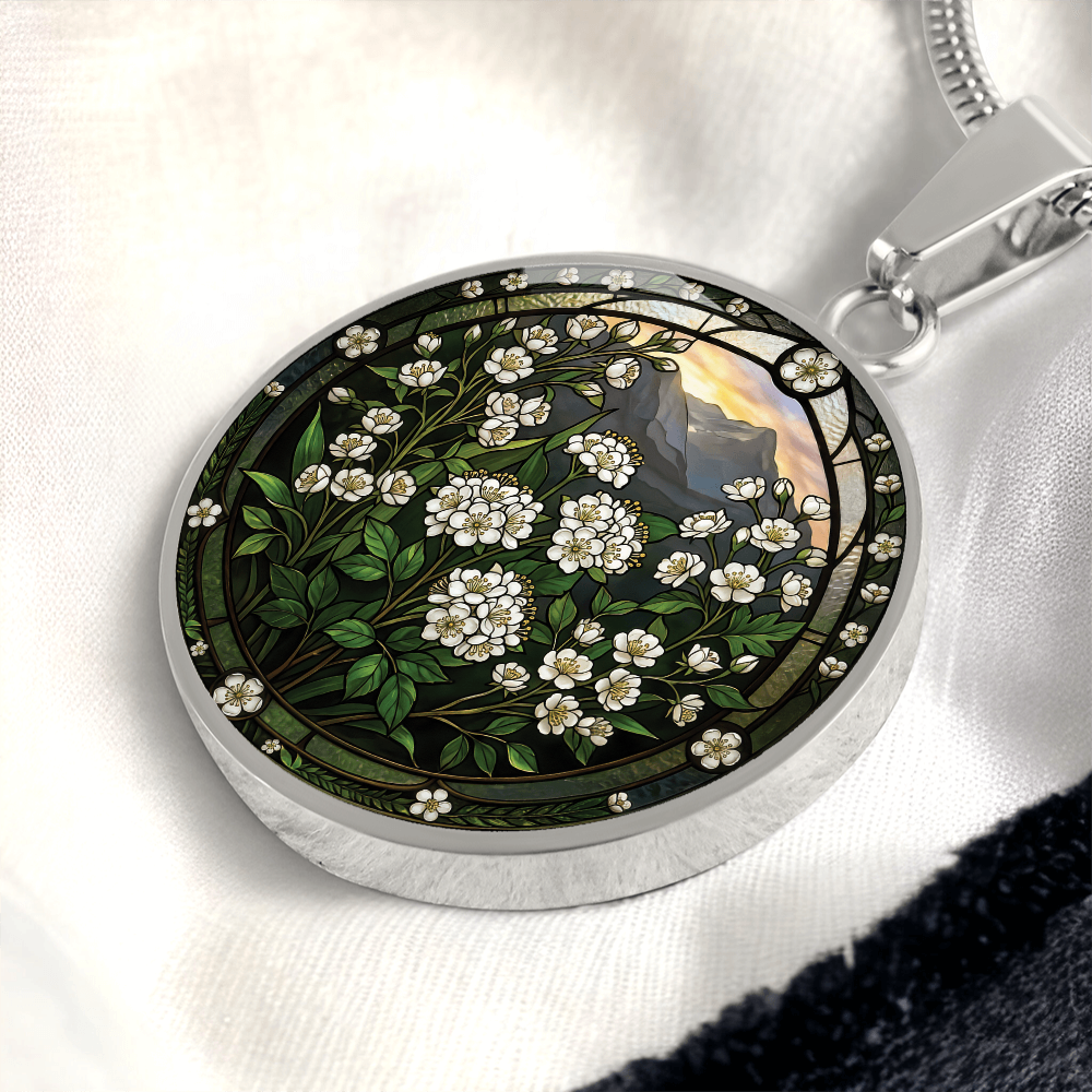 White Hawthorn Necklace - May Birth Flower Pendant Jewelry
