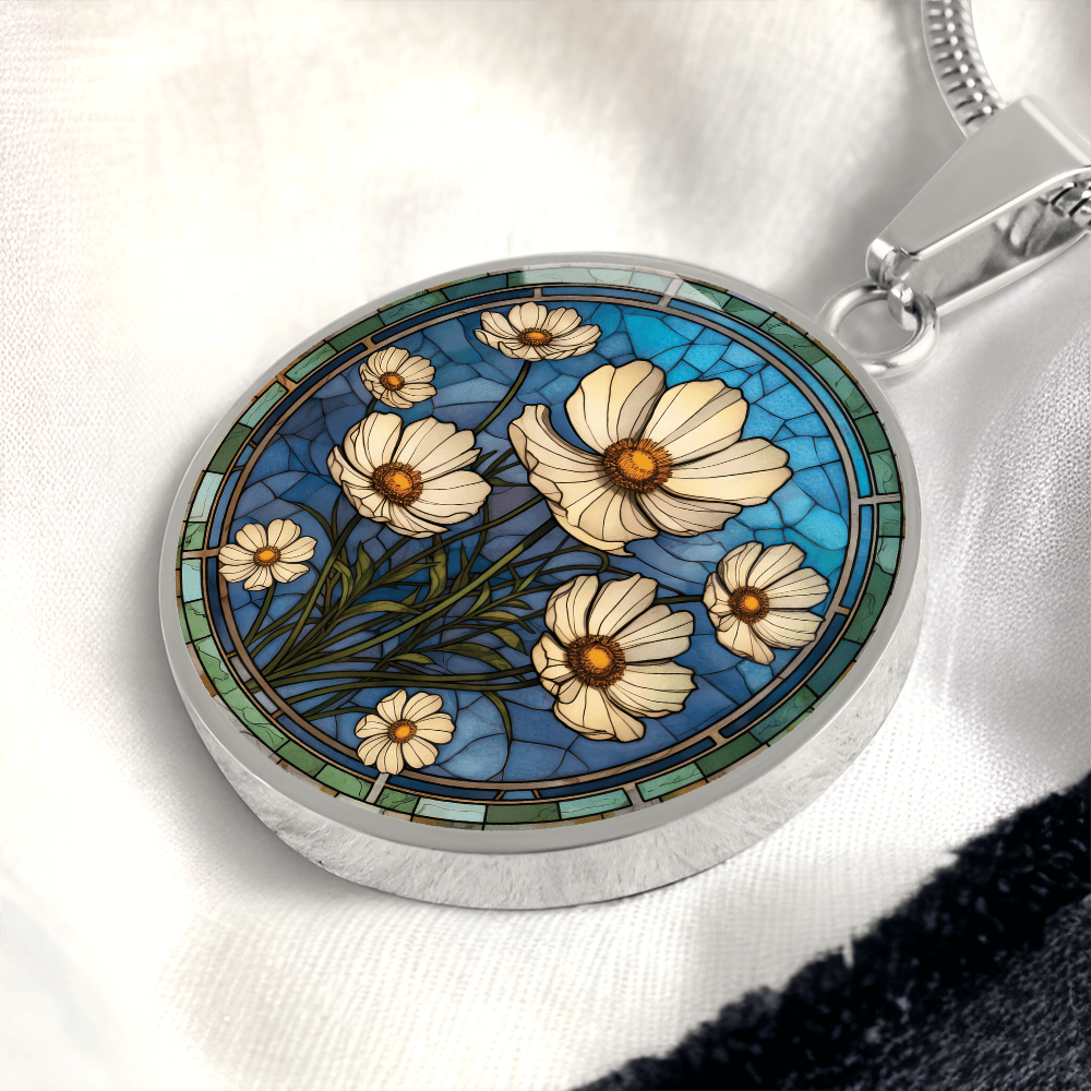 Cosmos Pendant Necklace - October Birth Flower Jewelry
