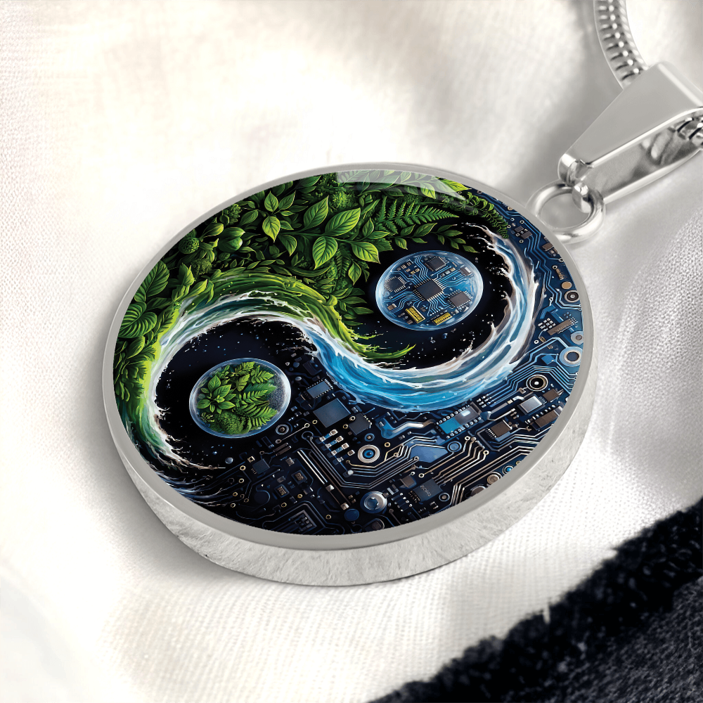 Nature & Circuit Yin Yang Pendant Necklace