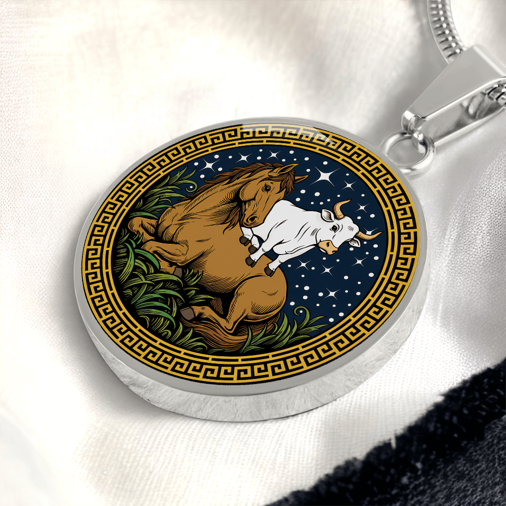 Ox and Horse Necklace - Couples Chinese Zodiac Animal Pendant Jewelry