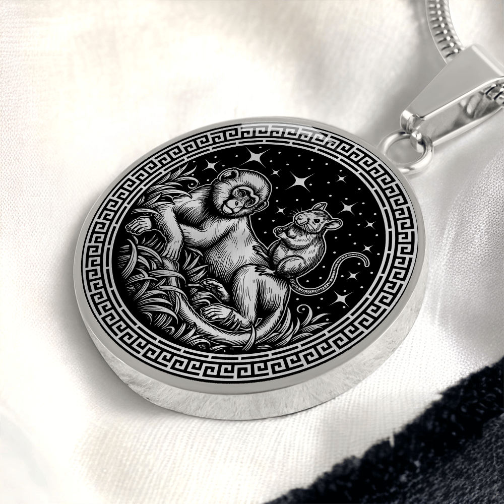 Monkey & Rat Necklace - Couples Chinese Zodiac Animal Pendant Jewelry