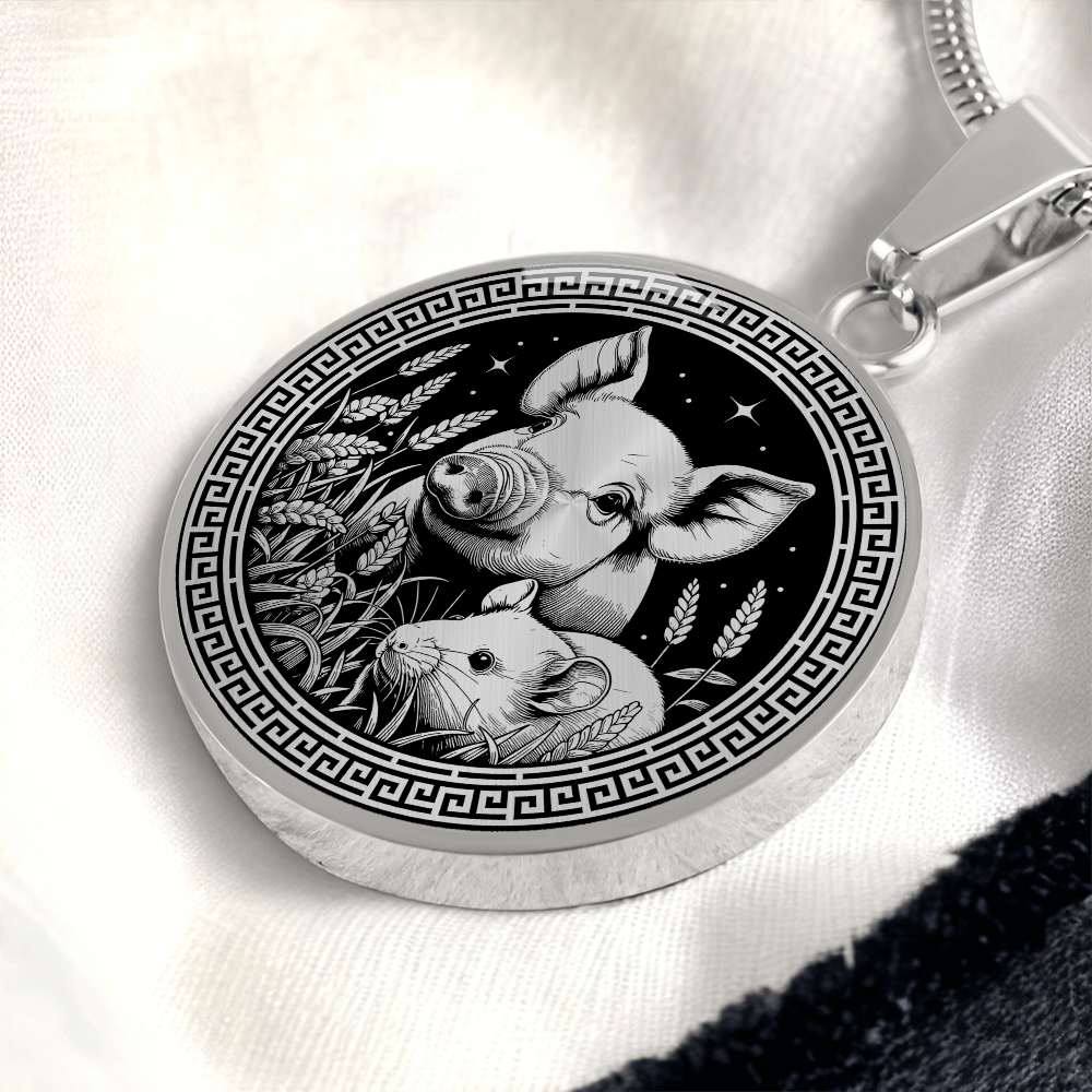 Rat & Pig Necklace - Chinese Zodiac Couples Pendant Jewelry