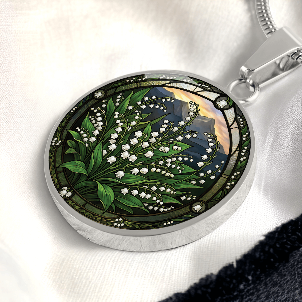 White Lily of the Valley Necklace - May Birth Flower Pendant Jewelry