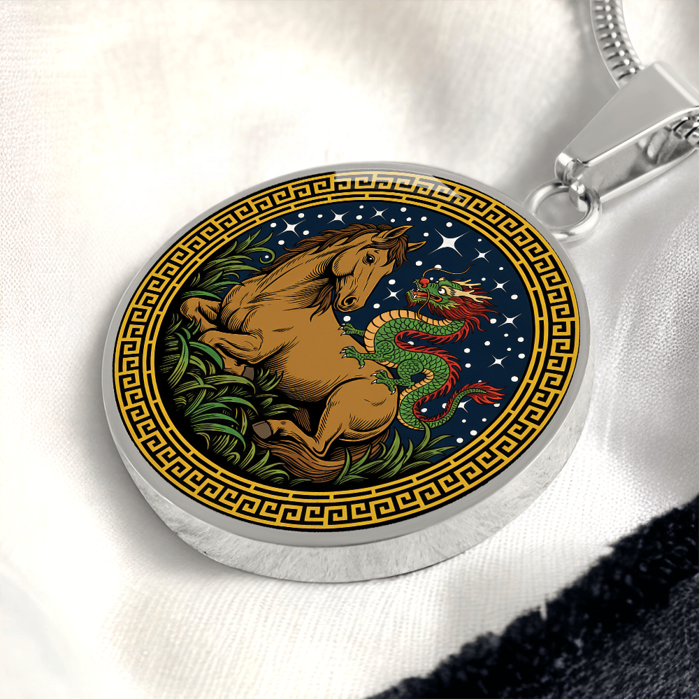 Dragon and Horse Necklace - Couples Chinese Zodiac Animal Pendant Jewelry