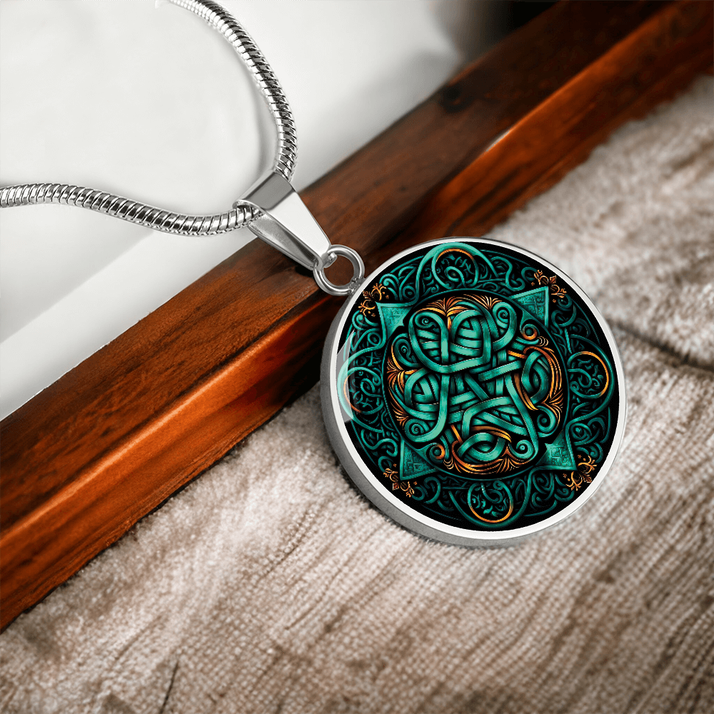 Teal Celtic Knot Necklace - Romantic Pendant Jewelry