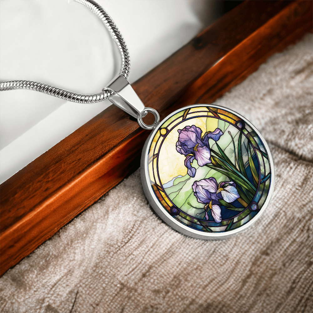 Iris Necklace - February Birth Flower Pendant Jewelry