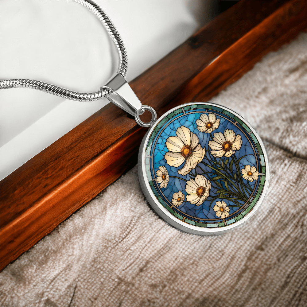 Cosmos Pendant Necklace - October Birth Flower Jewelry