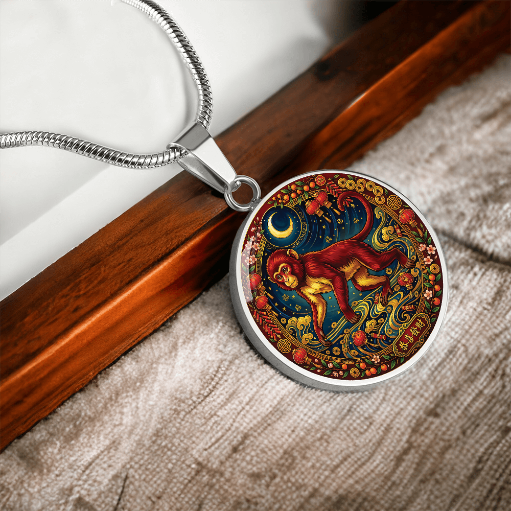 Year of The Monkey Necklace - Chinese Zodiac Animal Charm Pendant Jewelry