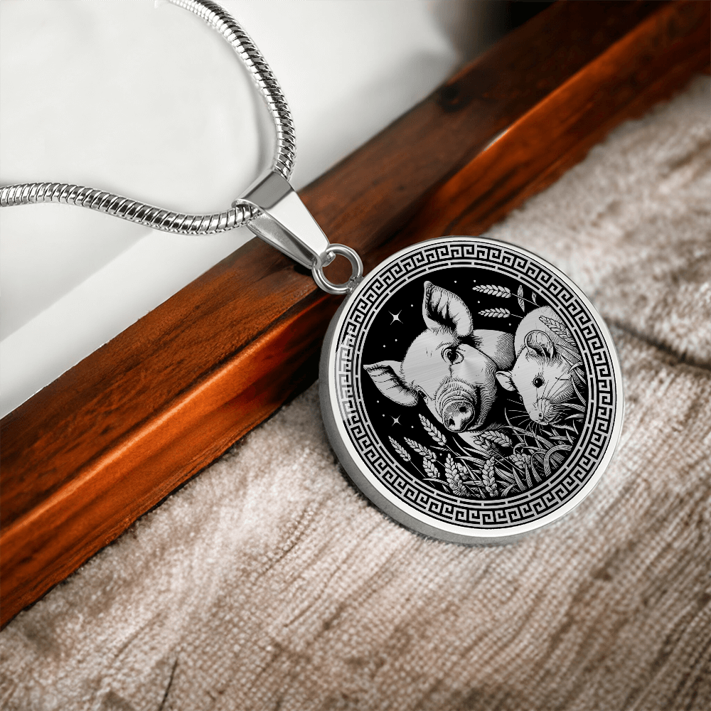 Rat & Pig Necklace - Chinese Zodiac Couples Pendant Jewelry
