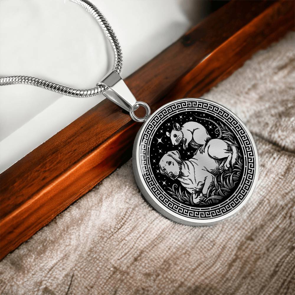 Dog and Rat Necklace - Couples Chinese Zodiac Animal Pendant Jewelry