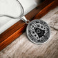 Elegant silver pendant necklace featuring a Winter Christmas theme with a Tree set against a silver backdrop. This necklace offers personalization with an engraving option for a name.
