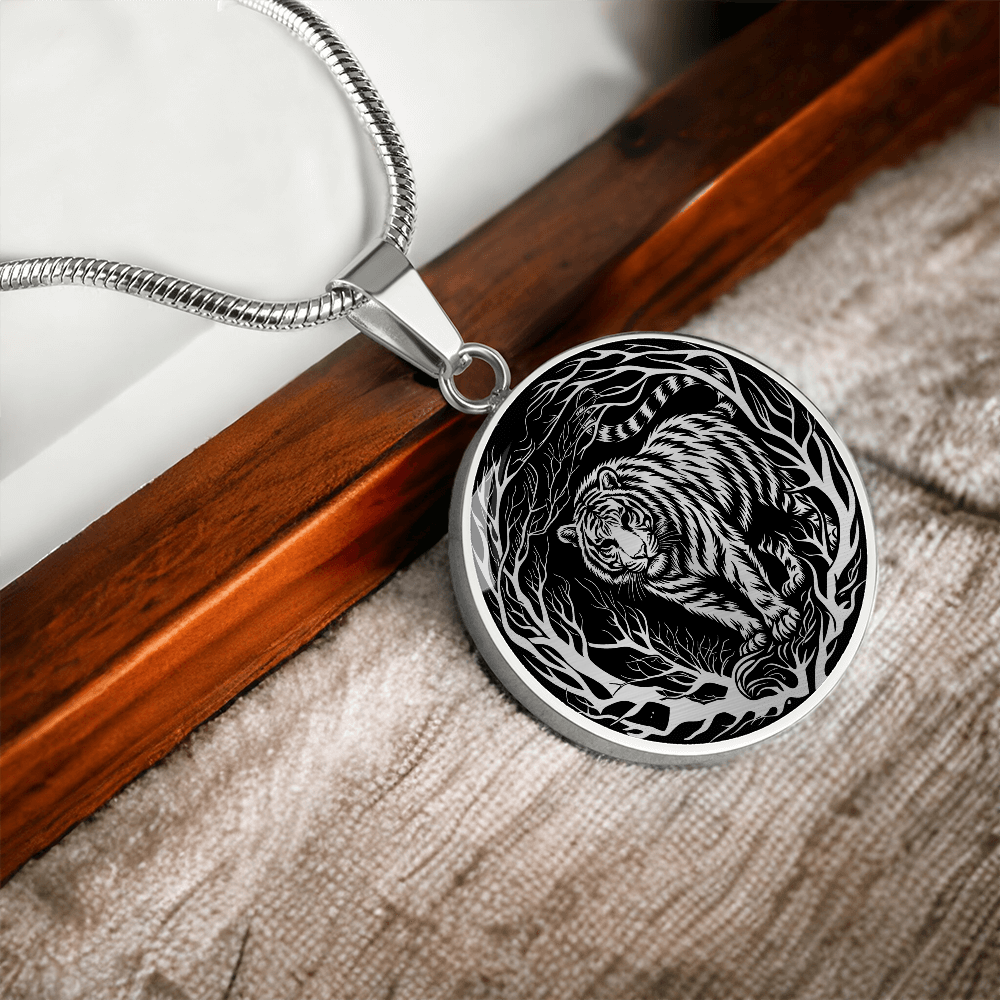 Silver Tiger Necklace - Forest Charm Pendant Jewelry