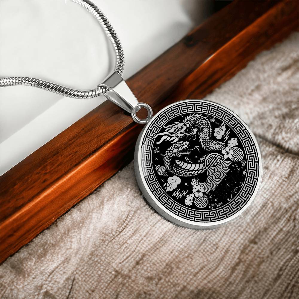 Year of The Dragon Necklace, Chinese Zodiac Animal Jewelry Gift, Lunar New Year 2024 Pendant, Engraved  Spirit Companion Snake Necklace