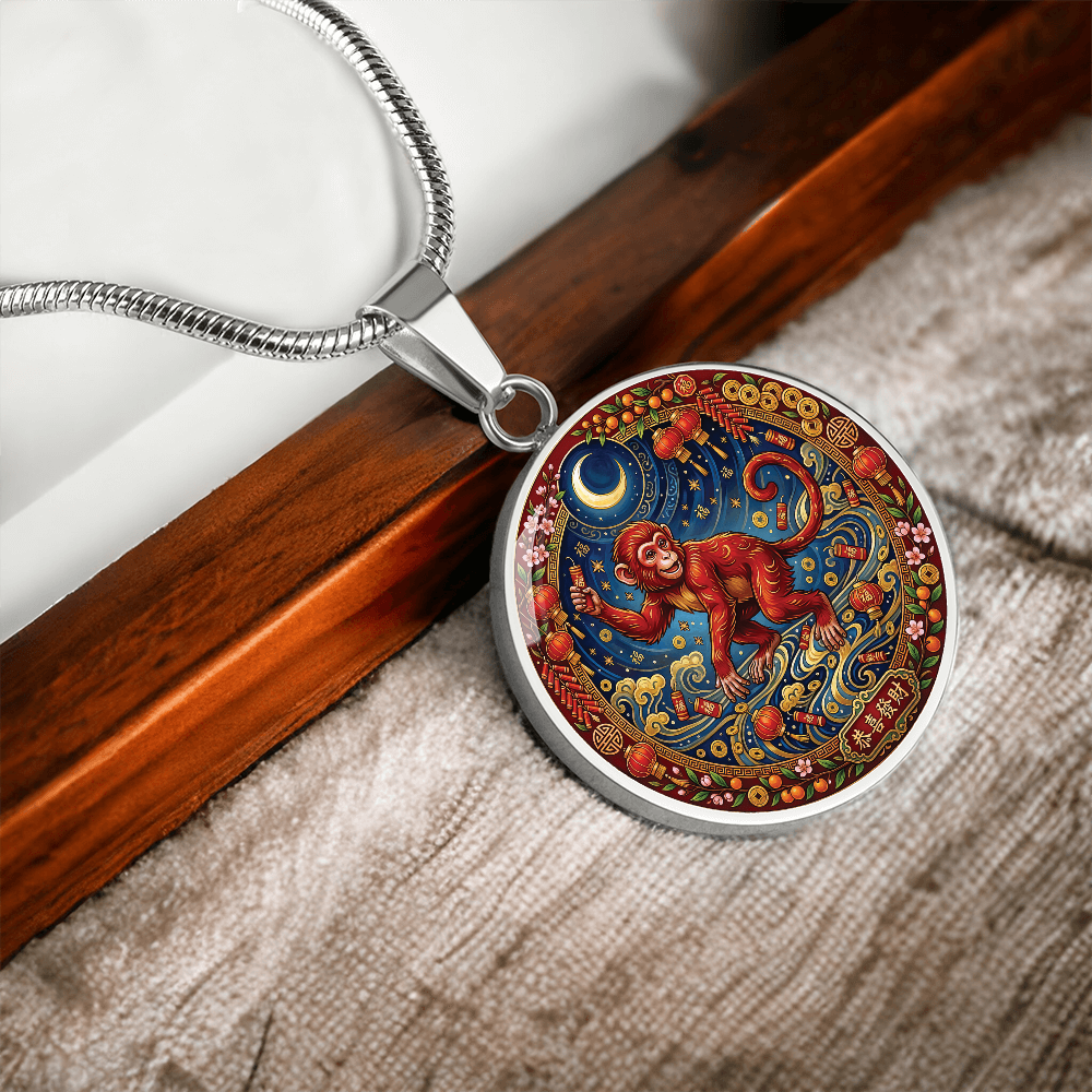 Year of The Monkey Necklace - Chinese Zodiac Animal Charm Pendant Jewelry