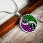 an elegant silver pendant Zodiac Necklace. This jewelry offers personalization with an engraving option for a name.
