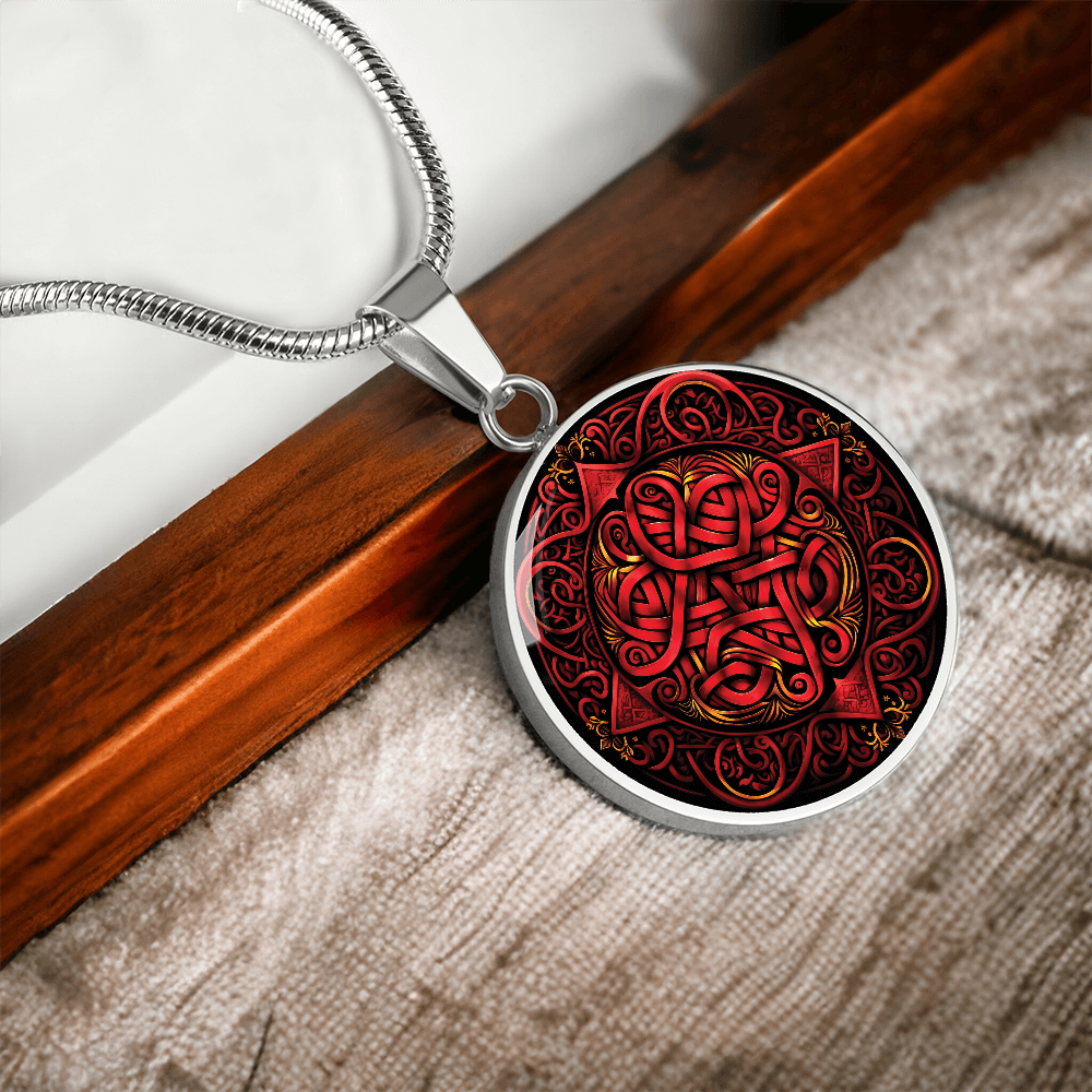 Red Celtic Knot Necklace - Romantic Pendant Jewelry