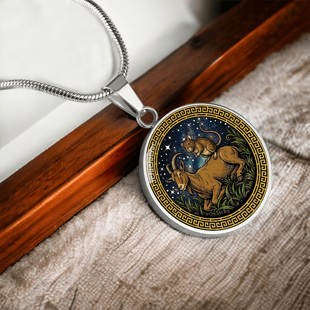 Rat & Goat Necklace - Couples Chinese Zodiac Animal Pendant Jewelry