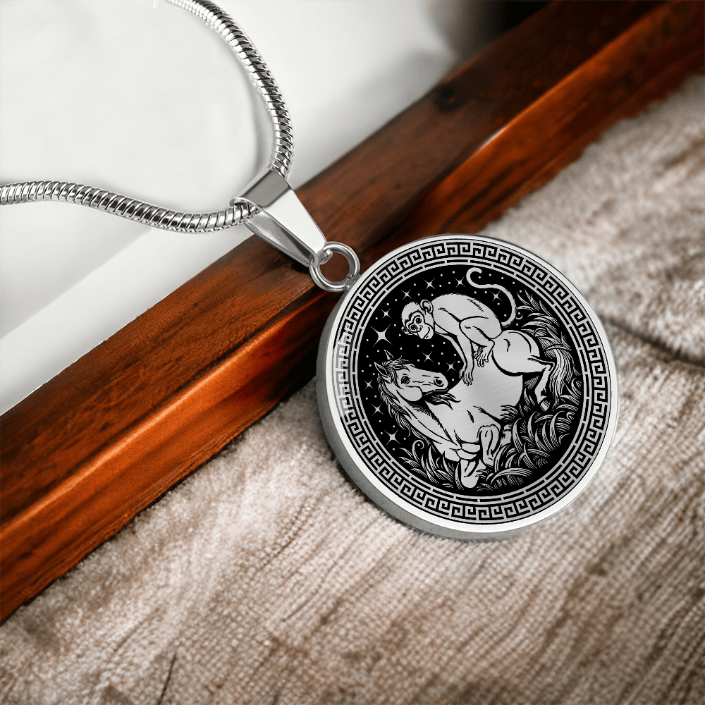 Monkey and Horse Necklace - Couples Chinese Zodiac Animal Pendant Jewelry