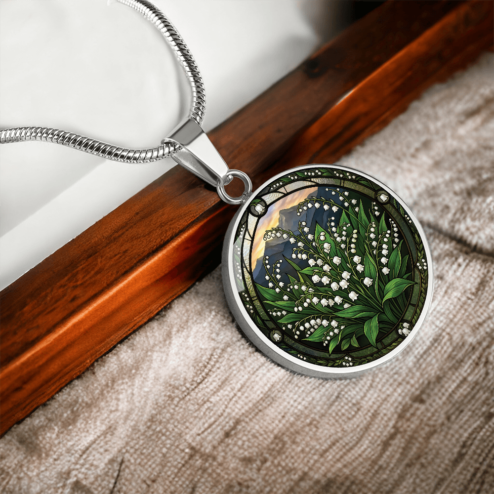 White Lily of the Valley Necklace - May Birth Flower Pendant Jewelry
