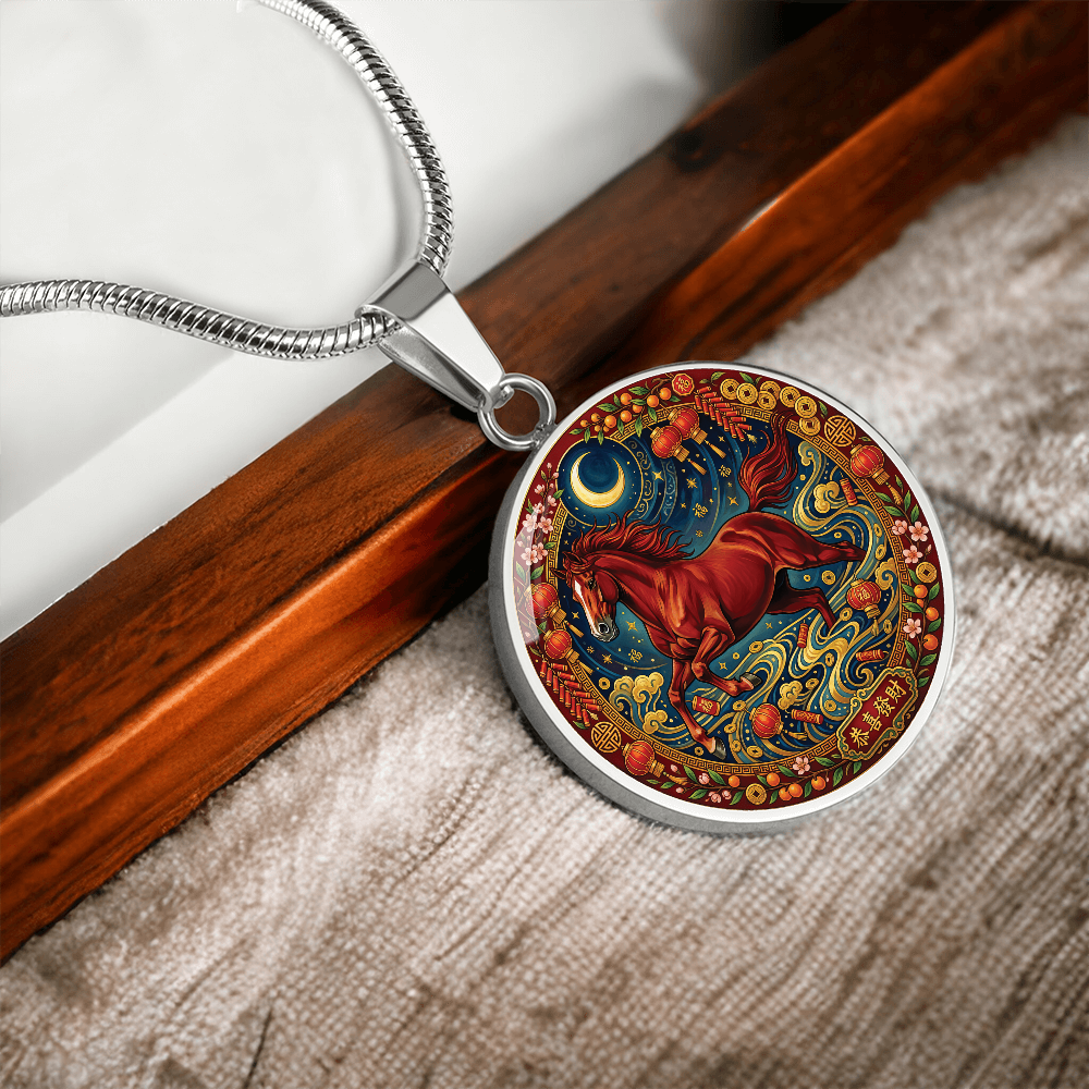 Year of The Horse Necklace - Chinese Zodiac Animal Charm Pendant Jewelry