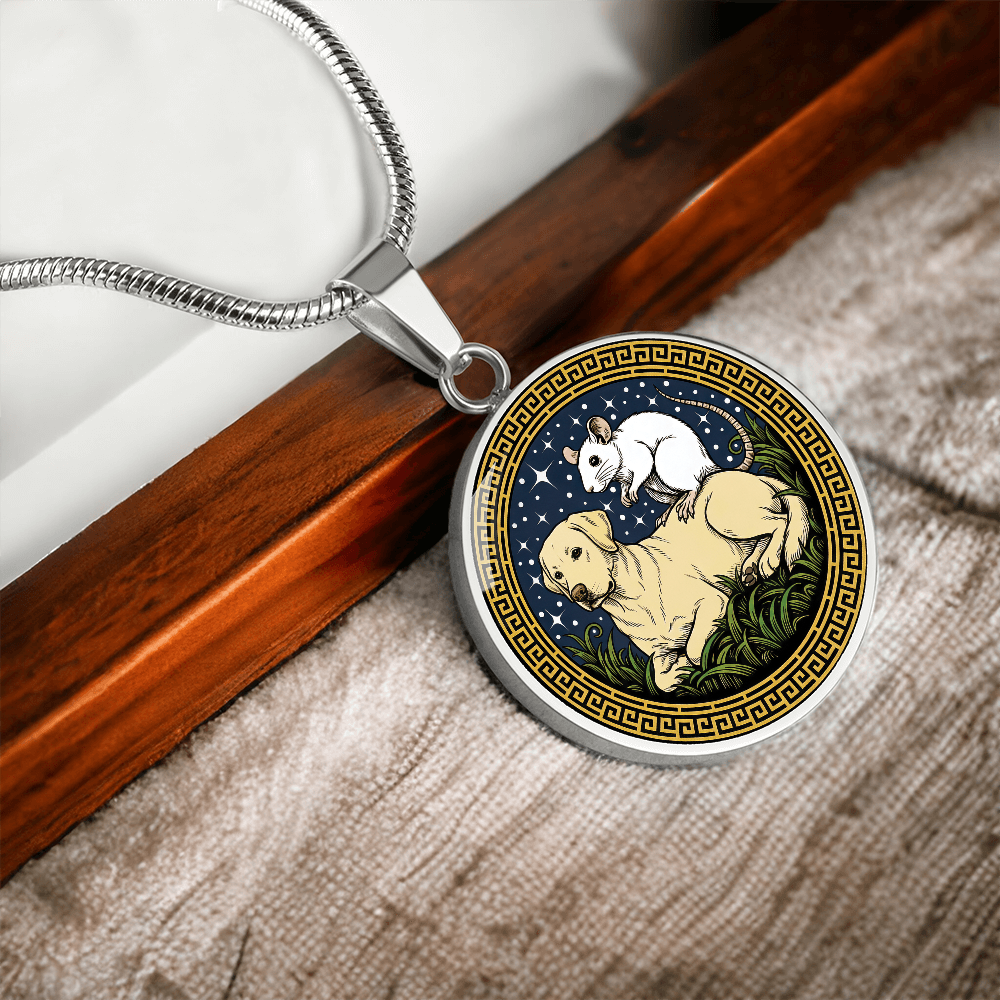 Dog and Rat Necklace - Couples Chinese Zodiac Animal Pendant Jewelry