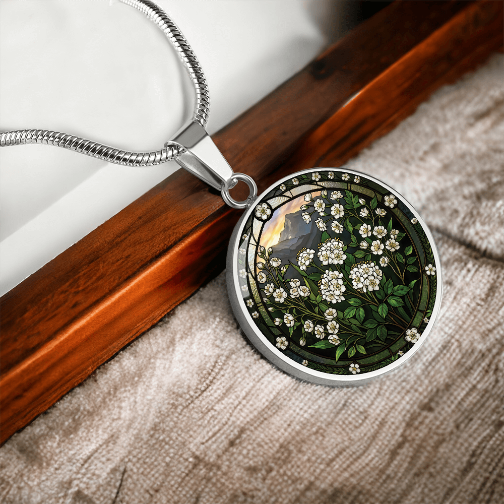 White Hawthorn Necklace - May Birth Flower Pendant Jewelry