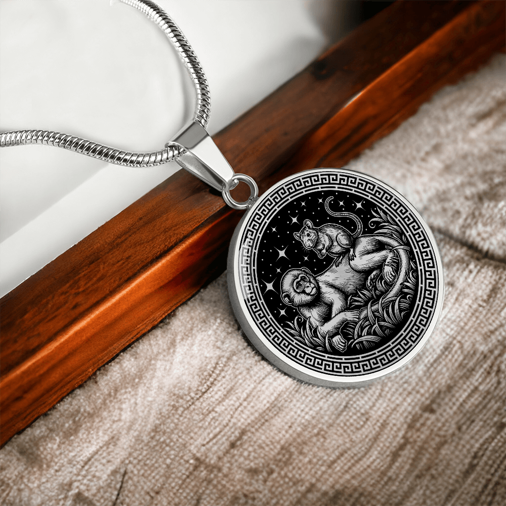 Monkey & Rat Necklace - Couples Chinese Zodiac Animal Pendant Jewelry