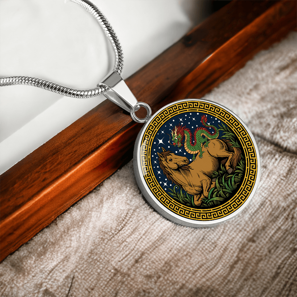 Dragon and Horse Necklace - Couples Chinese Zodiac Animal Pendant Jewelry