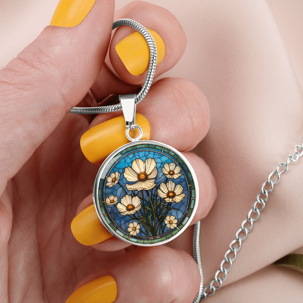 Cosmos Pendant Necklace - October Birth Flower Jewelry