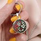 Red and White Morning Glory Yin Yang Necklace - September Birth Month Flower Pendant Jewelry