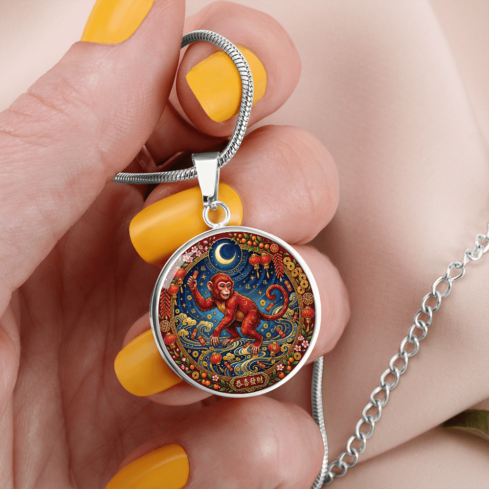 Year of The Monkey Necklace - Chinese Zodiac Animal Charm Pendant Jewelry