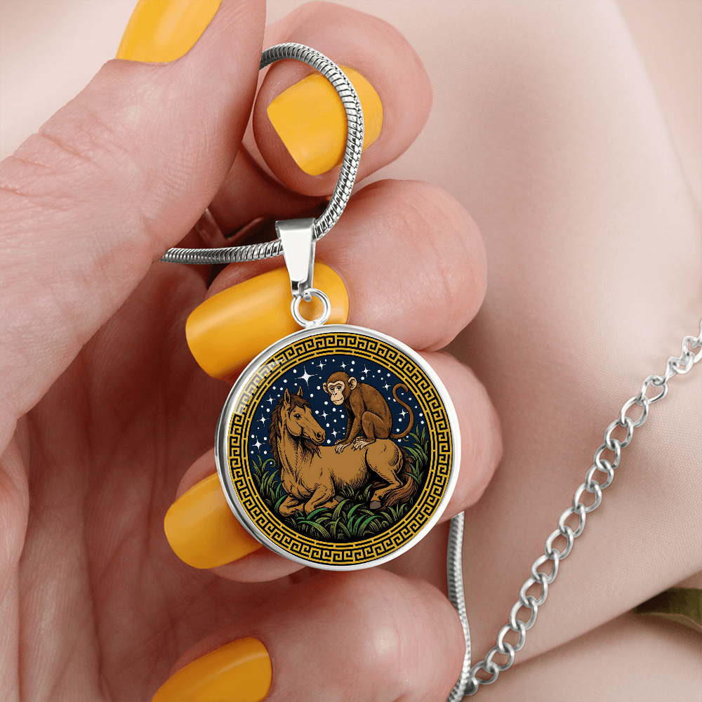 Monkey and Horse Necklace - Couples Chinese Zodiac Animal Pendant Jewelry