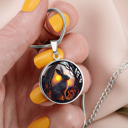 Easter Bunny Necklace, Personalized Year of the Rabbit Pendant, Chinese Zodiac Animal Jewelry, Engraved  Spirit Companion & Mothers Day Gift