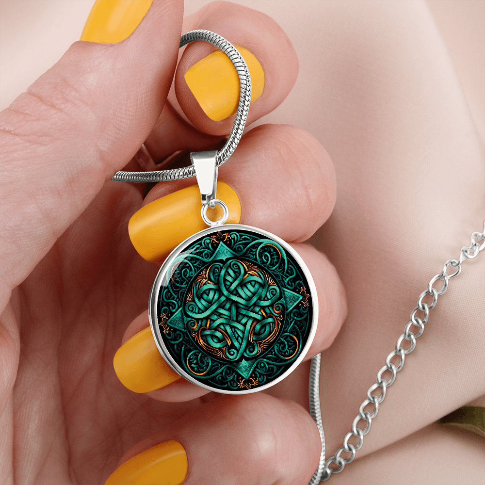 Teal Celtic Knot Necklace - Romantic Pendant Jewelry
