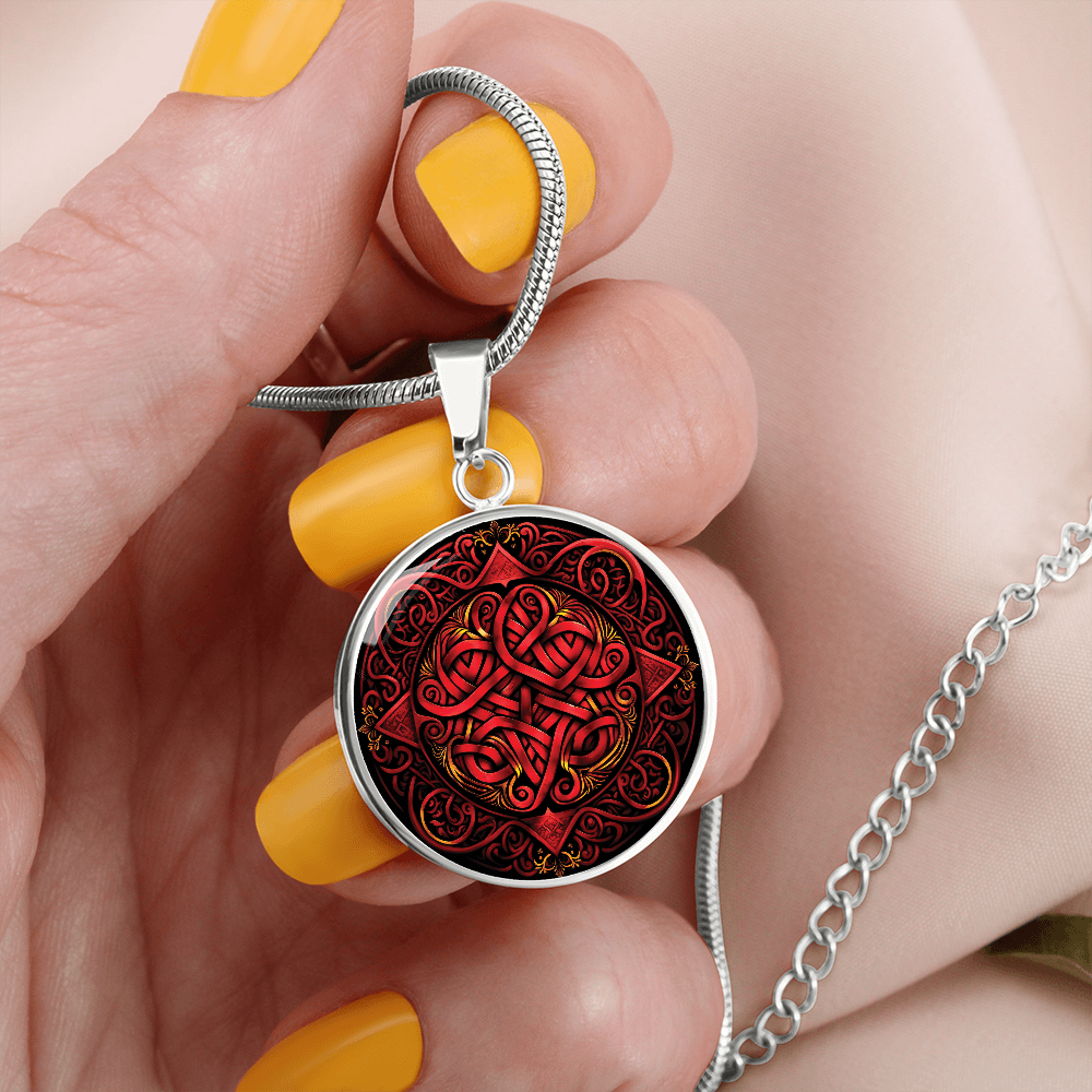 Red Celtic Knot Necklace - Romantic Pendant Jewelry