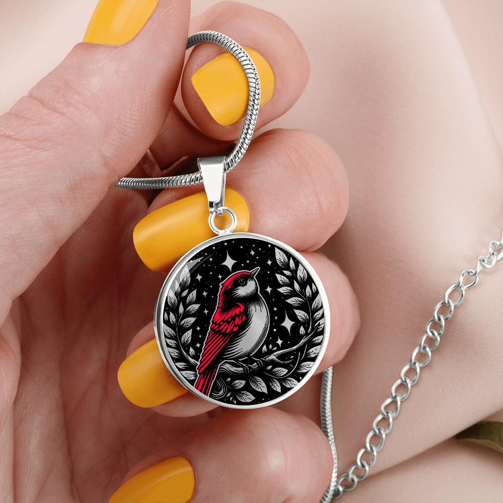 Red Bird Necklace - Wildlife Pendant Jewelry