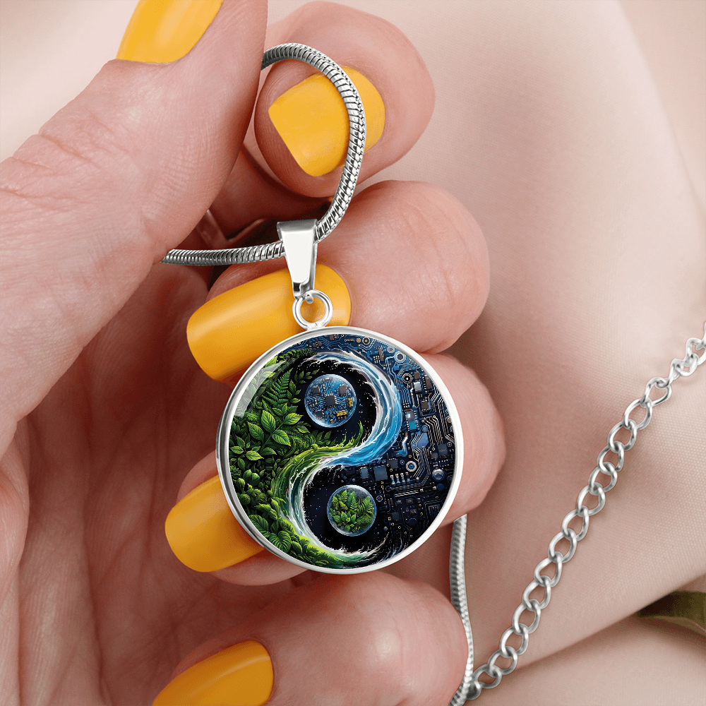 Nature & Circuit Yin Yang Pendant Necklace
