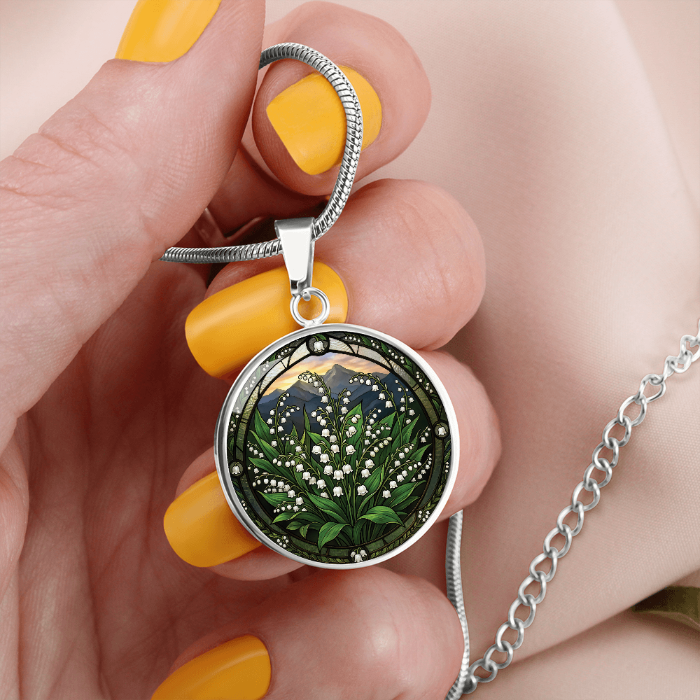 White Lily of the Valley Necklace - May Birth Flower Pendant Jewelry