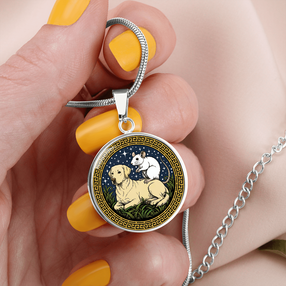 Dog and Rat Necklace - Couples Chinese Zodiac Animal Pendant Jewelry