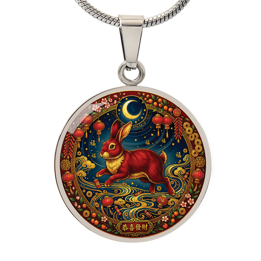 Year of The Rabbit Necklace - Chinese Zodiac Animal Charm Pendant Jewelry