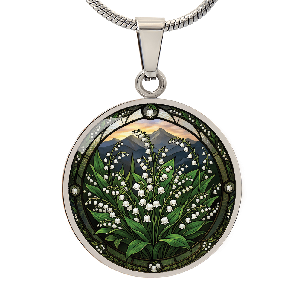 White Lily of the Valley Necklace - May Birth Flower Pendant Jewelry