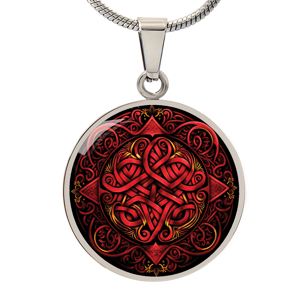Red Celtic Knot Necklace - Romantic Pendant Jewelry