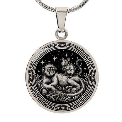 Monkey & Rat Necklace - Couples Chinese Zodiac Animal Pendant Jewelry