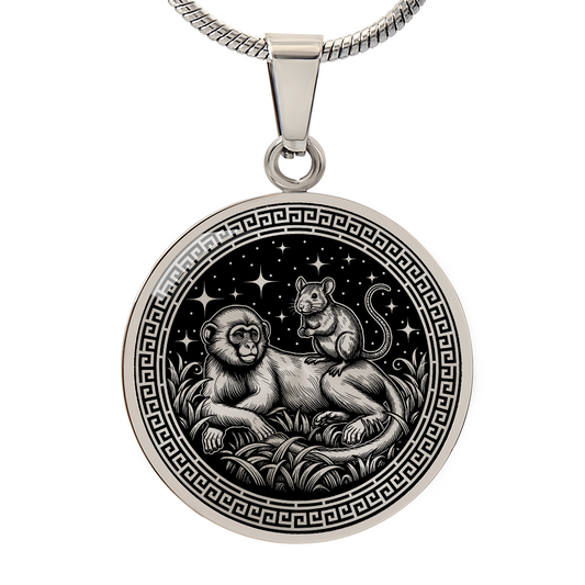 Monkey & Rat Necklace - Couples Chinese Zodiac Animal Pendant Jewelry