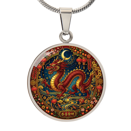 Year of The Dragon Necklace - Chinese Zodiac Animal Charm Pendant Jewelry
