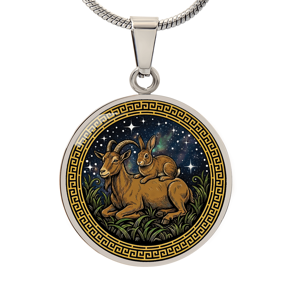 Rabbit & Goat Necklace - Couples Chinese Zodiac Animal Pendant Jewelry