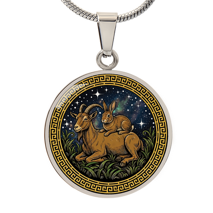 Rabbit & Goat Necklace - Couples Chinese Zodiac Animal Pendant Jewelry
