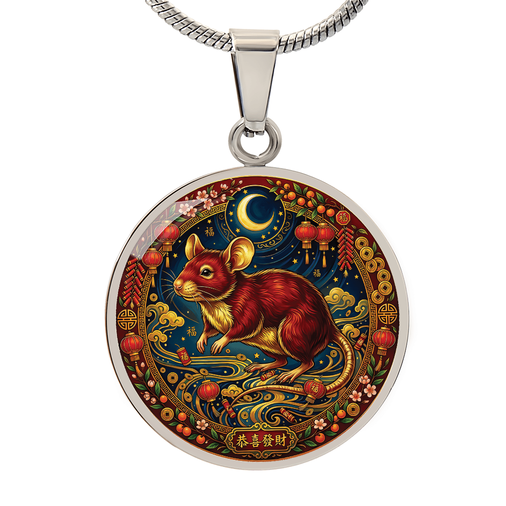 Year of The Rat Necklace - Chinese Zodiac Animal Charm Pendant Jewelry