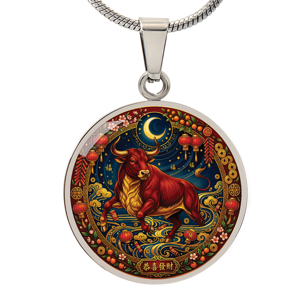 Year of The Ox Necklace - Chinese Zodiac Animal Charm Pendant Jewelry